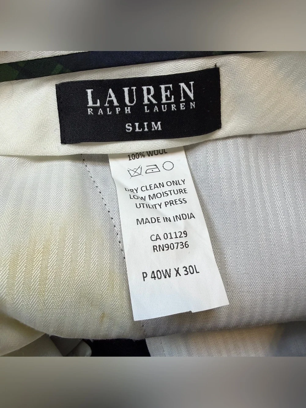 Ralph Lauren Green Blue Black Watch Tartan Plaid Wool Slim Pants Trousers 40x30
